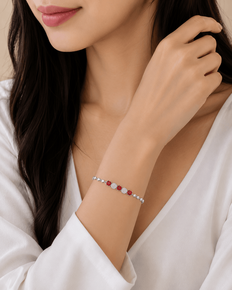 Ruby Crystal Charm Bracelet