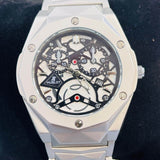Imperium Skeleton Silver Watch – Luxury Octagonal Stainless Steel Timepiece