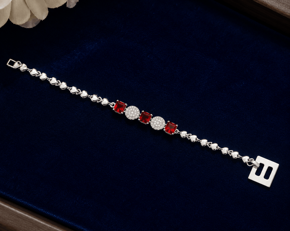 Ruby Crystal Charm Bracelet