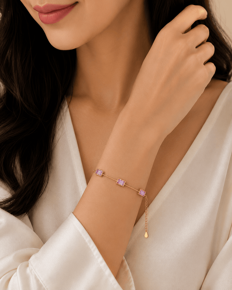Blush Pink Crystal Station Bracelet