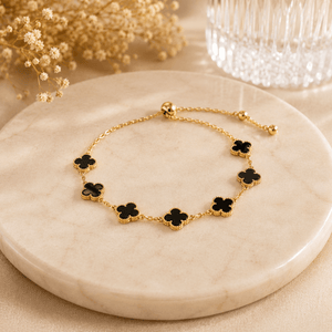 Midnight Clover Charm Bracelet