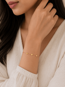 Golden Triple Heart Charm Bracelet