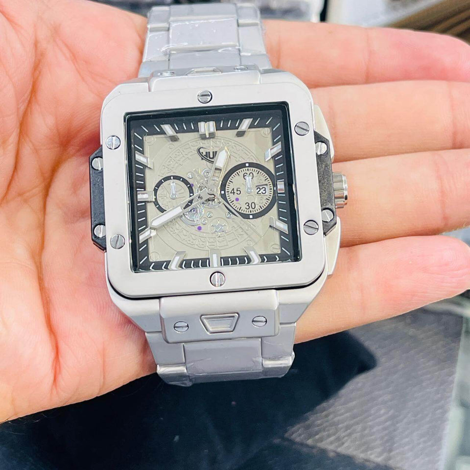 Elite Square Skeleton Luxury Watch – Premium Stainless Steel Men's Timepiece