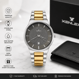 XENLEX Premium Two-Tone Stainless Steel Men's Watch – Gray Textured Dial