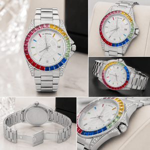 X-GEAR Rainbow Crystal Luxury Stainless Steel Watch – Limited Edition