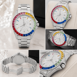 X-GEAR Rainbow Crystal Luxury Stainless Steel Watch – Limited Edition