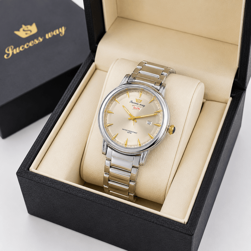 Success Way Classic Silver Men's Watch – Stainless Steel Bracelet