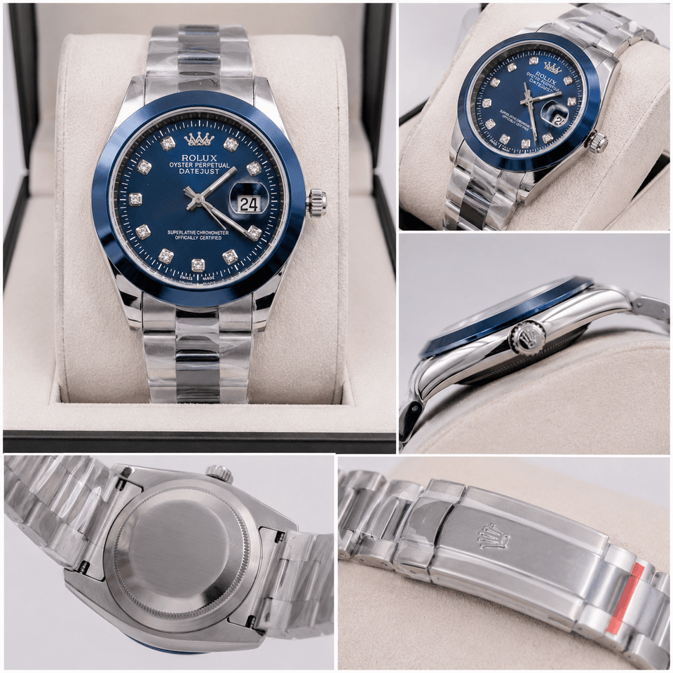 Rolux Blue Diamond Luxury Watch – Premium Stainless Steel Men's Timepiece