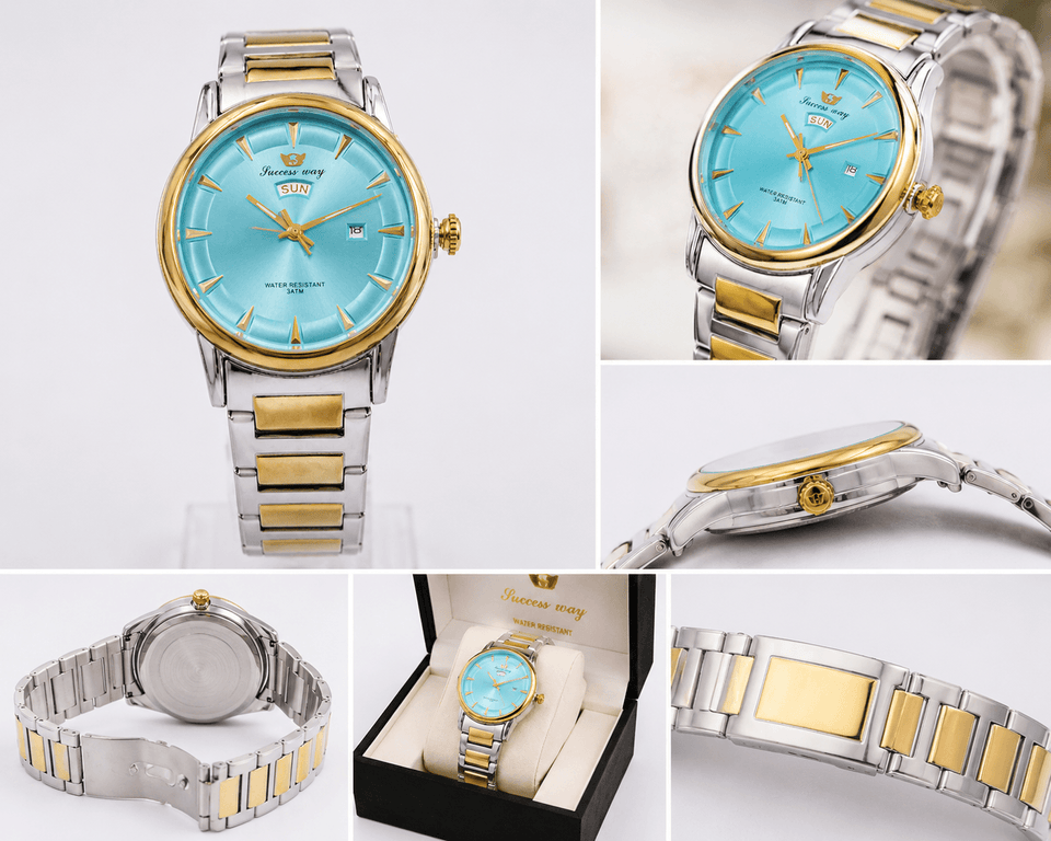 Success Way Aqua Dial Two-Tone Luxury Watch