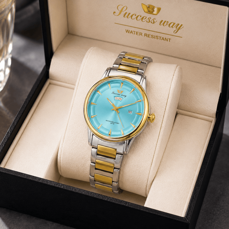 Success Way Aqua Dial Two-Tone Luxury Watch