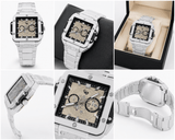 Elite Square Skeleton Luxury Watch – Premium Stainless Steel Men's Timepiece