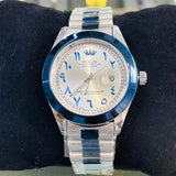 Rolux Blue Bezel Day-Date Luxury Watch – Silver Stainless Steel