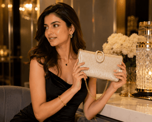 Champagne Luxe Crystal Evening Clutch