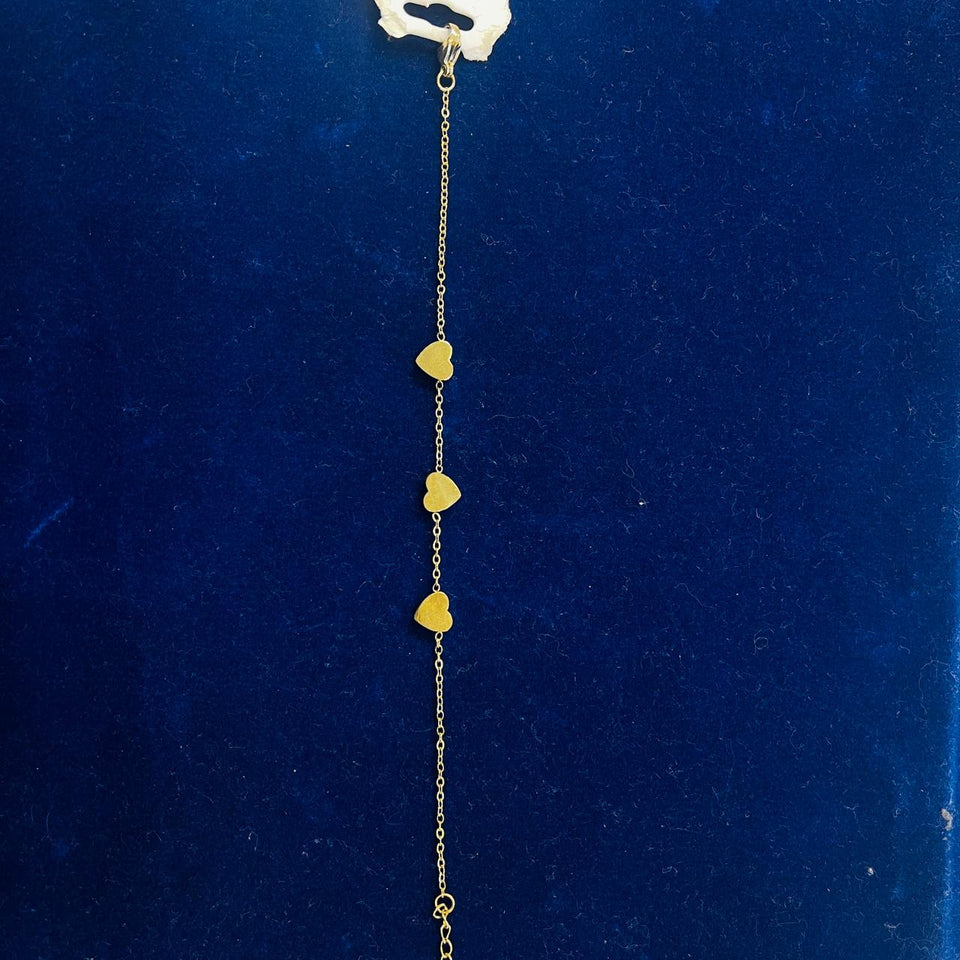Golden Triple Heart Charm Bracelet