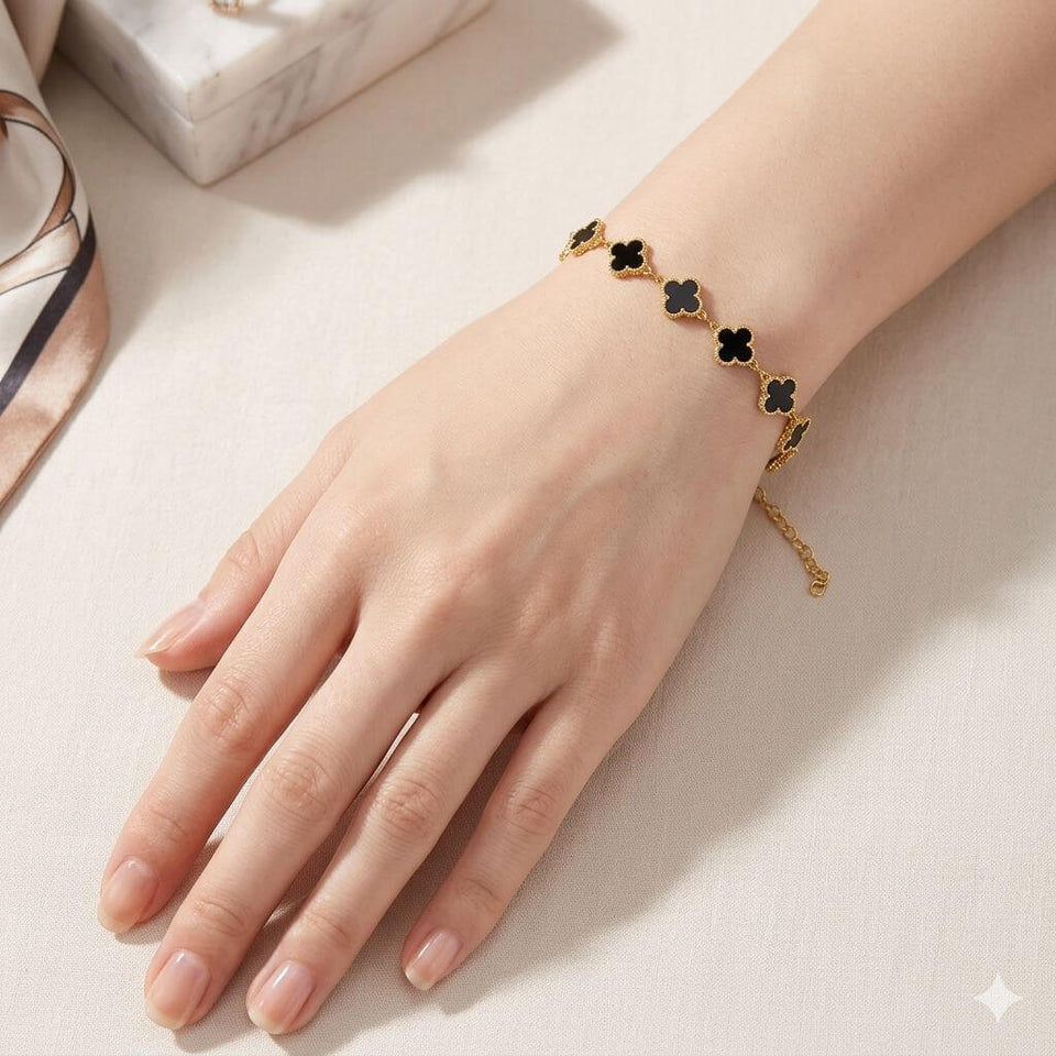 Midnight Clover Charm Bracelet