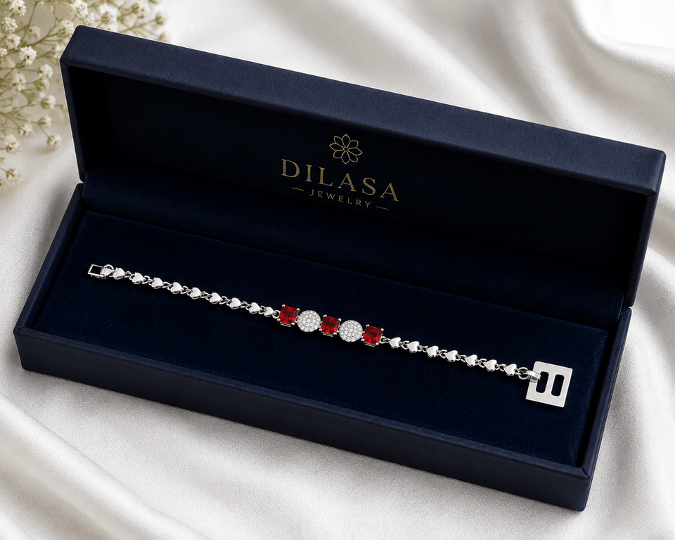 Ruby Crystal Charm Bracelet