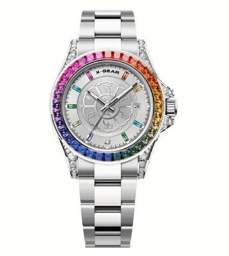 X-GEAR Rainbow Crystal Luxury Stainless Steel Watch – Limited Edition