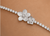 Silver Floral Crystal Bracelet – Elegant Flower Charm Jewelry
