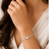 Silver Floral Crystal Bracelet – Premium Flower Charm Jewelry
