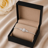 Silver Floral Crystal Bracelet – Premium Flower Charm Jewelry