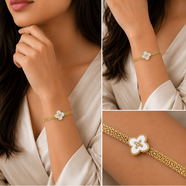 Golden Clover Multi-Layer Chain Bracelet