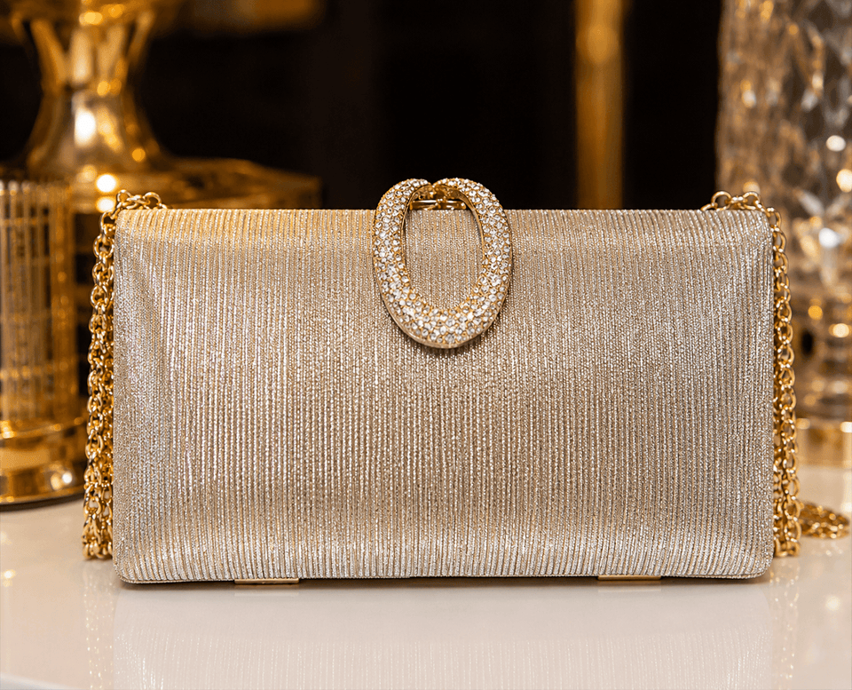 Champagne Luxe Crystal Evening Clutch