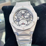 Imperium Skeleton Silver Watch – Luxury Octagonal Stainless Steel Timepiece