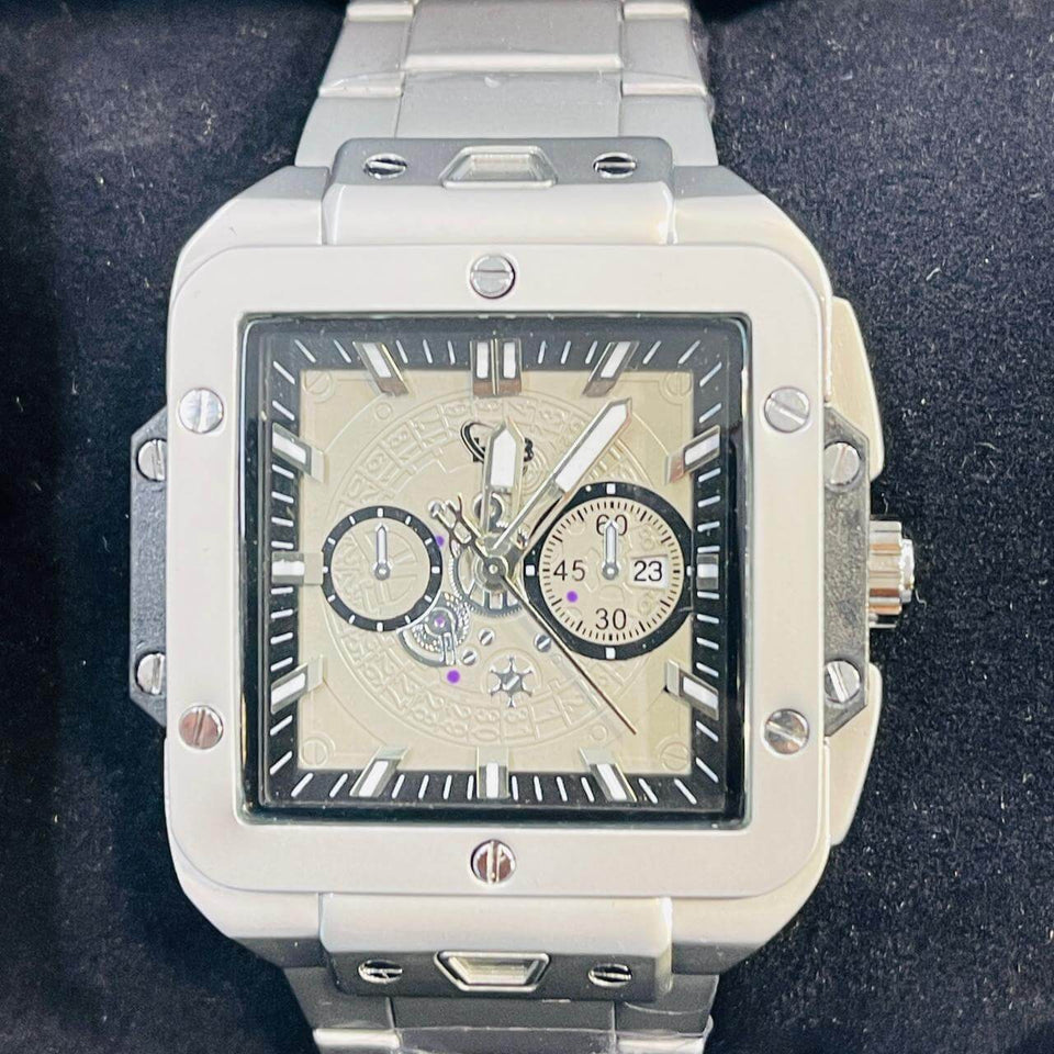 Elite Square Skeleton Luxury Watch – Premium Stainless Steel Men's Timepiece