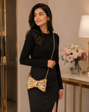 Golden Bow Luxe Evening Clutch
