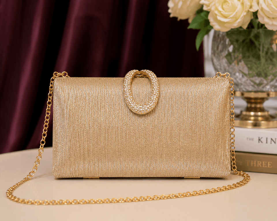 Champagne Luxe Crystal Evening Clutch