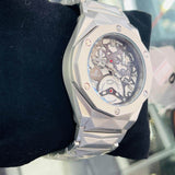 Imperium Skeleton Silver Watch – Luxury Octagonal Stainless Steel Timepiece